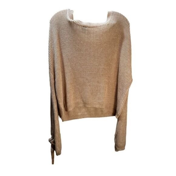 LOVE BY DESIGN Lace Up Flared Sleeve Ribbed Knit Sweater Medium - Picture 2 of 5